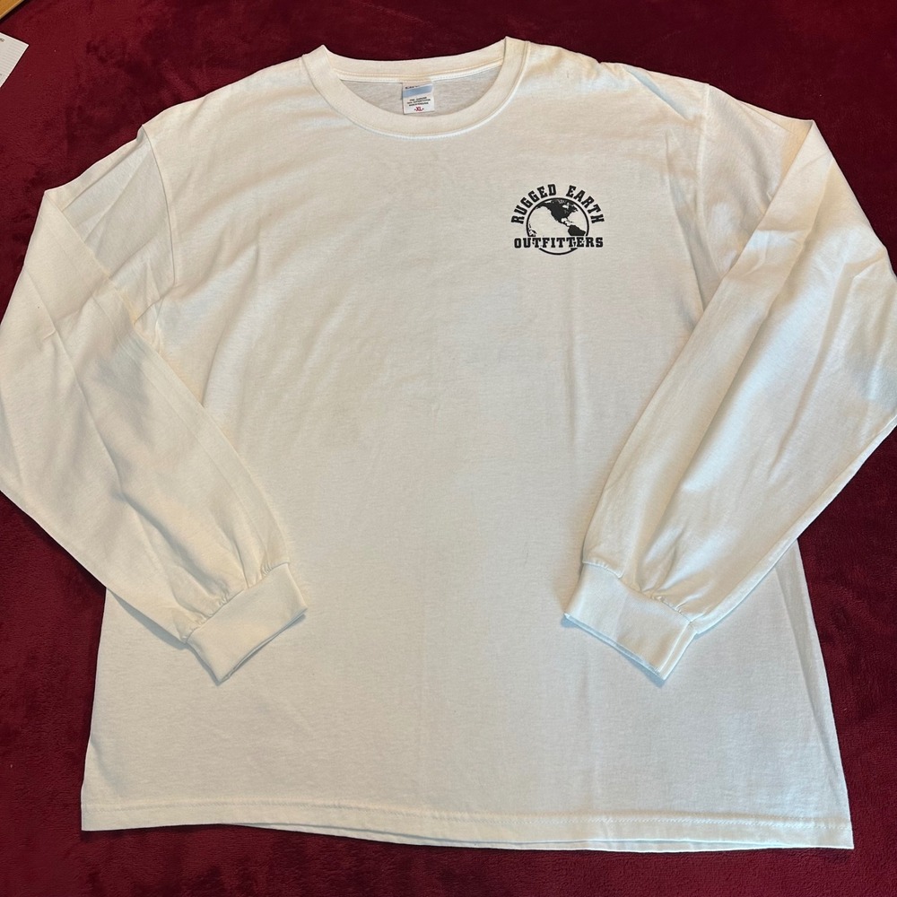 Rugged Earth Outfitters Mens XL Sailfish Fishing Graphic Long Sleeve Shirt White